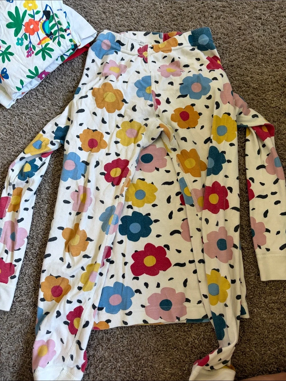 Hanna Andersson White Long Sleeve Top with Multi-Color Floral Print